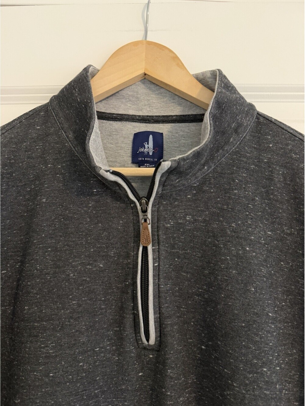 Johnnie-O Heather Grey Quarter-Zip Pullover Size 2XL Coastal Surf Inspired